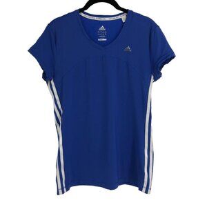 Adidas cobalt blue Climacool short sleeve 3 stripe athletic jersey t-shirt M